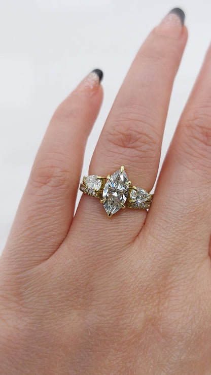 1.5 Ct Marquise Lab Diamond Engagement Ring