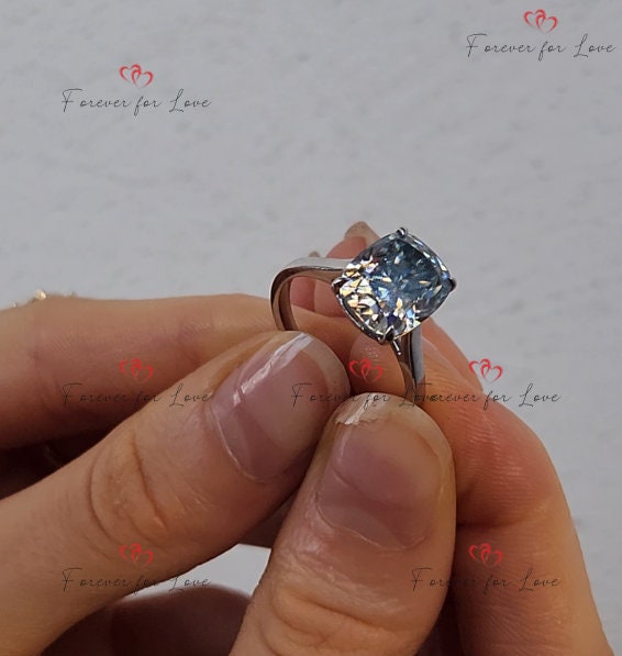 5 Ct Cushion Moissanite Solitaire Engagement Ring