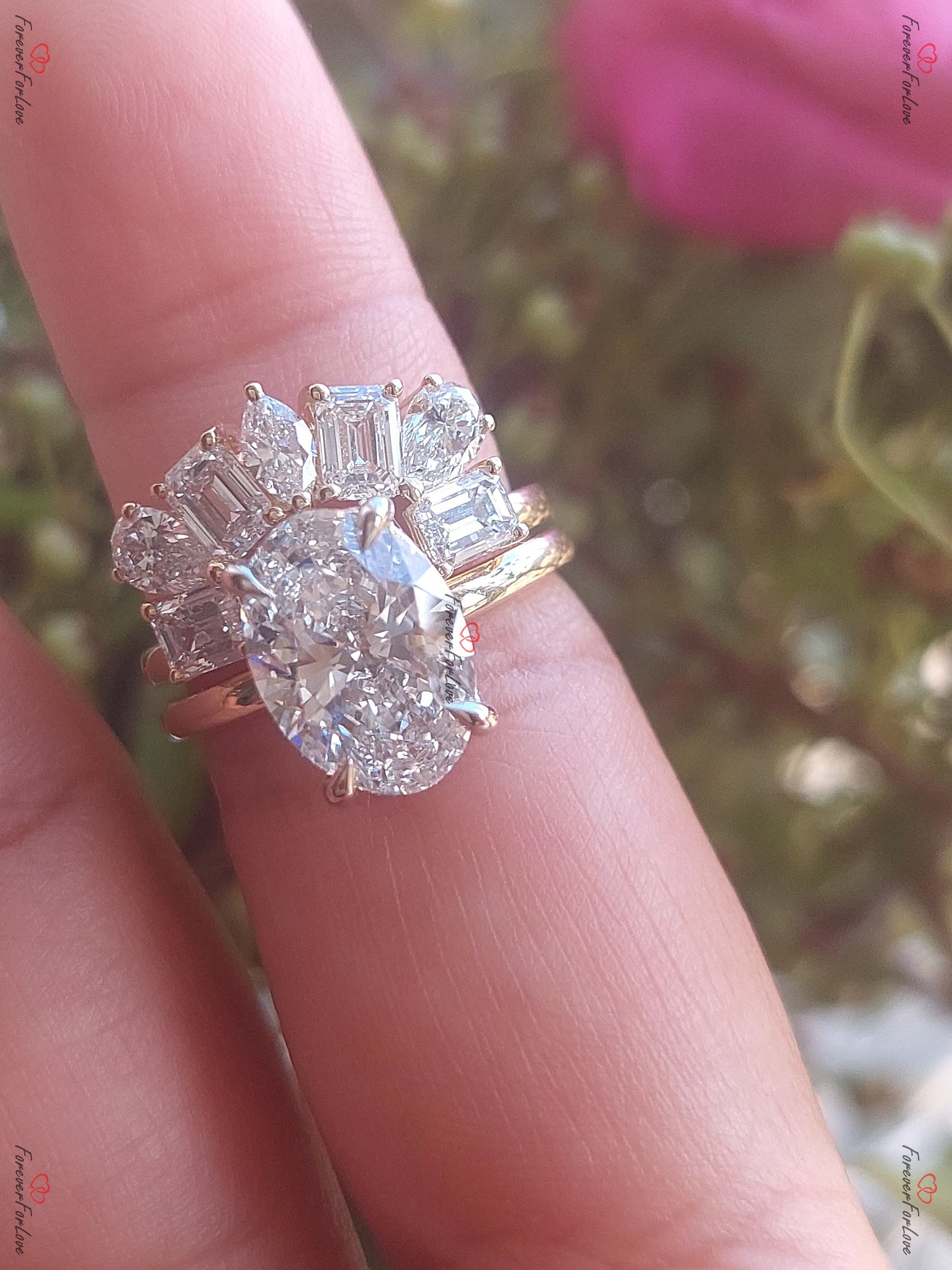 3 Ct IGI Certified Oval Lab Diamond Hidden Halo Engagement Ring