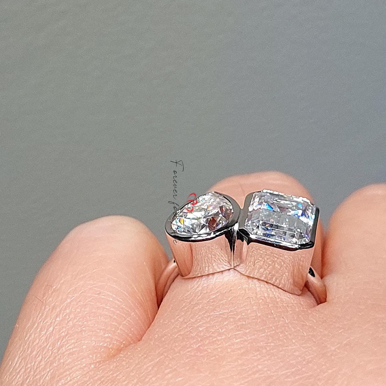 Emerald Moissanite Engagement Ring