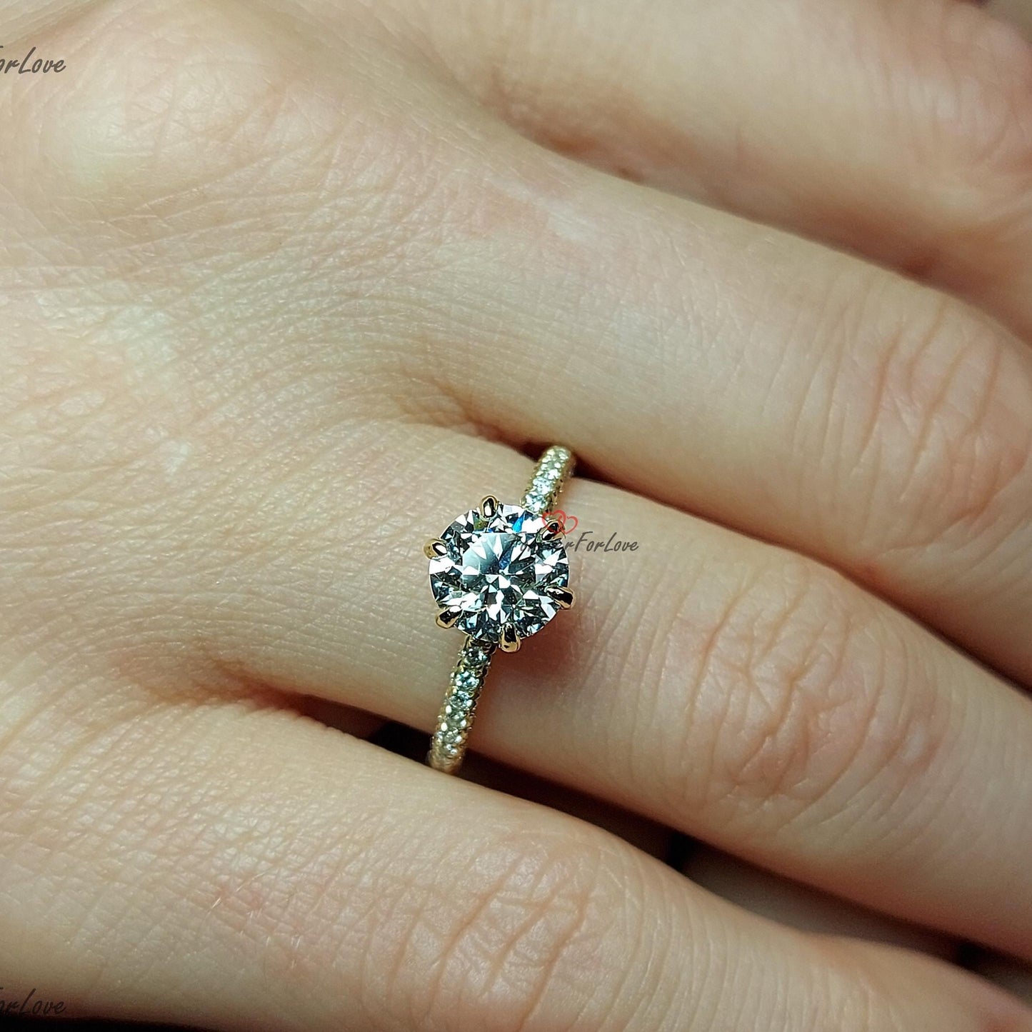 1.2 Ct IGI Certified Round Lab Diamond Solitaire Ring Round cut 1Ct Moissanite Brilliant Cut engagement ring in 935 Argentium Silver — custom handcrafted by Forever For Love