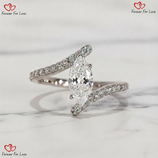 2.25 Ct IGI Certified Marquise Lab Diamond Engagement Ring