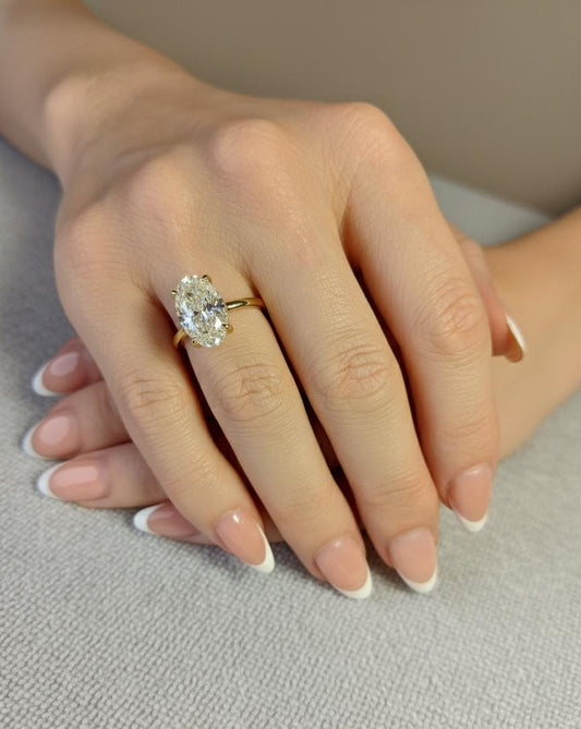 5 Ct Oval Diamond, Moissanite Halo Engagement Ring