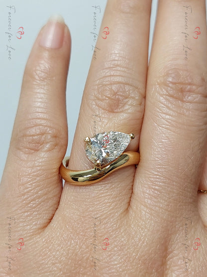 3 Ct Pear Lab Diamond Solitaire Engagement Ring