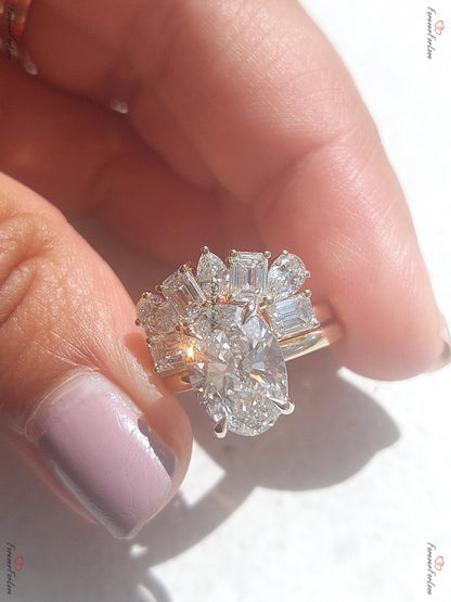 3 Ct IGI Certified Oval Lab Diamond Hidden Halo Engagement Ring
