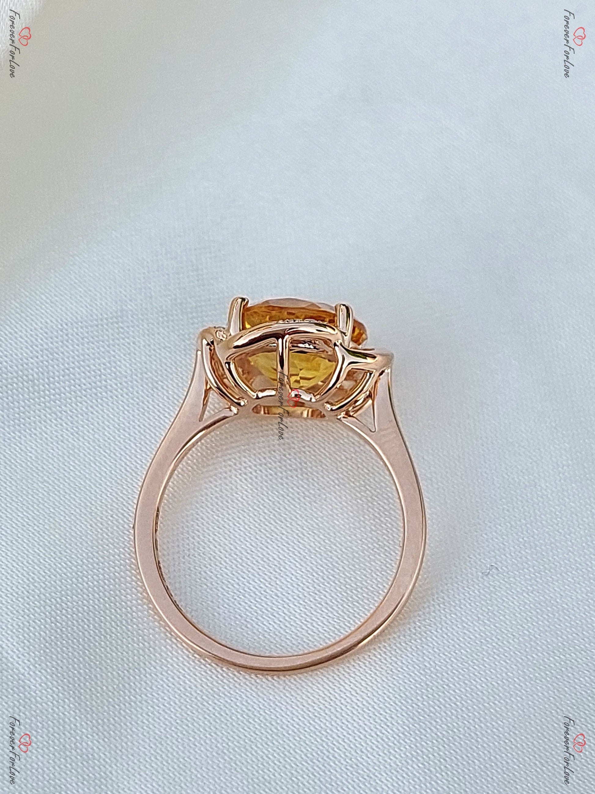 Round Natural Diamond, Citrine Ring
