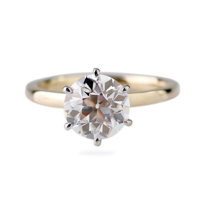 2 Ct Old European Moissanite Engagement Ring