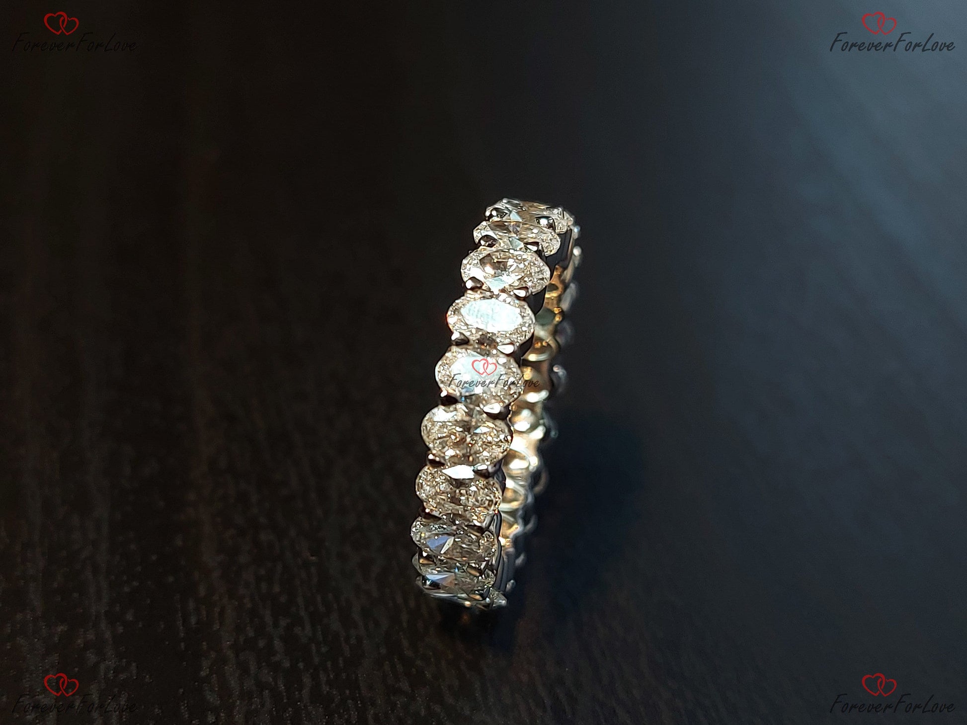 Oval Diamond Lab Grown Full Eternity Band Certified Oval Diamond Band Platinum Full Eternity Wedding Ring sharing Prong Diamond Band