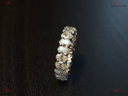 Oval Diamond Lab Grown Full Eternity Band Certified Oval Diamond Band Platinum Full Eternity Wedding Ring sharing Prong Diamond Band
