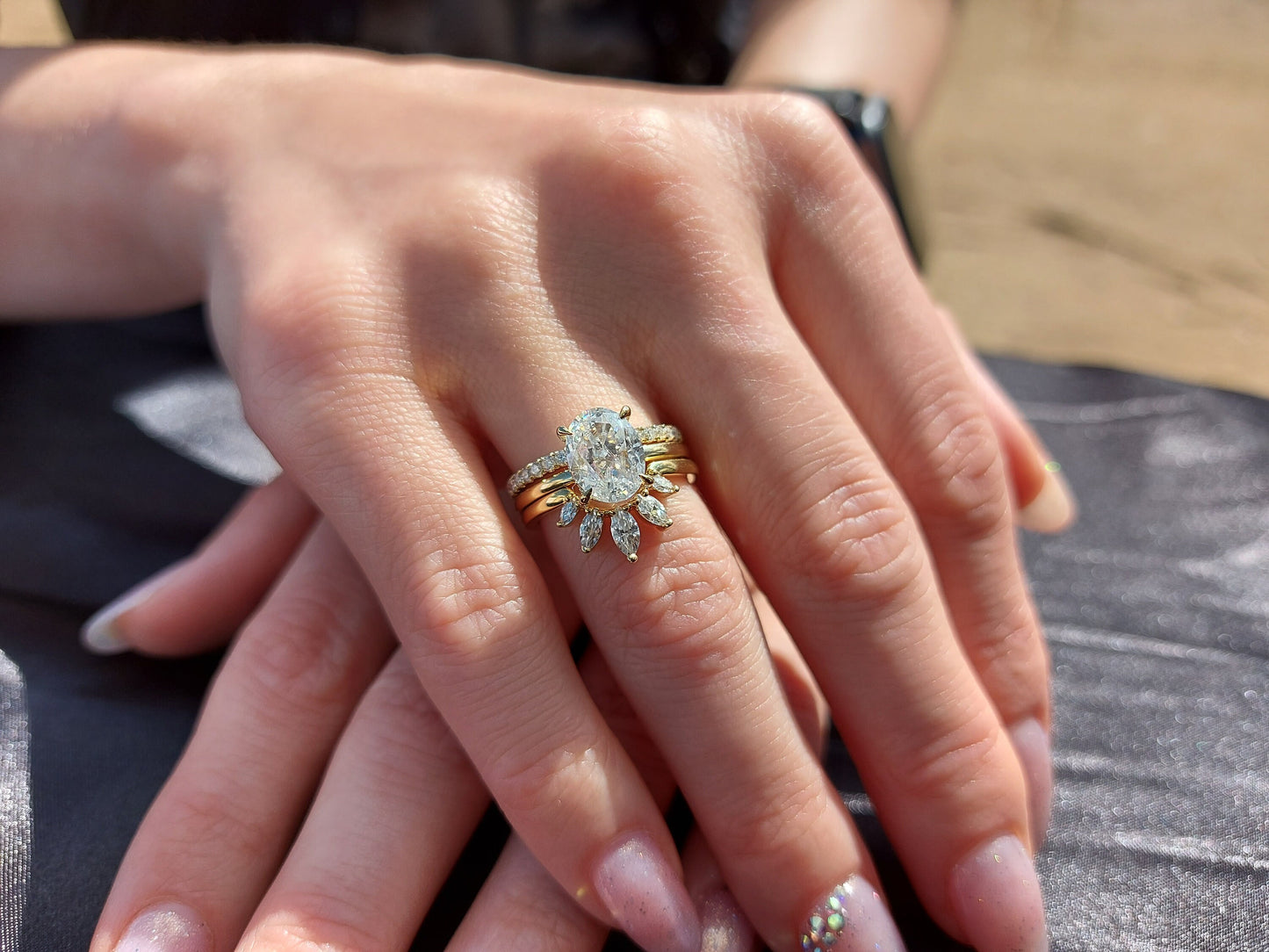 Oval Moissanite Engagement Ring Oval cut Moissanite Brilliant Cut engagement ring in 935 Argentium Silver — custom handcrafted by Forever For Love