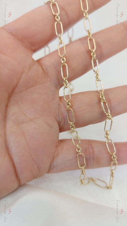 14K Gold Paperclip-Kettenhalskette: Klobige runde Glieder, 20 Zoll