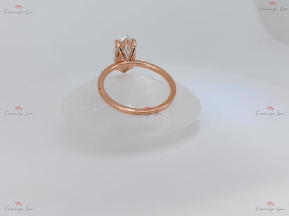 4 Ct Marquise Diamond, Moissanite Hidden Halo Engagement Ring