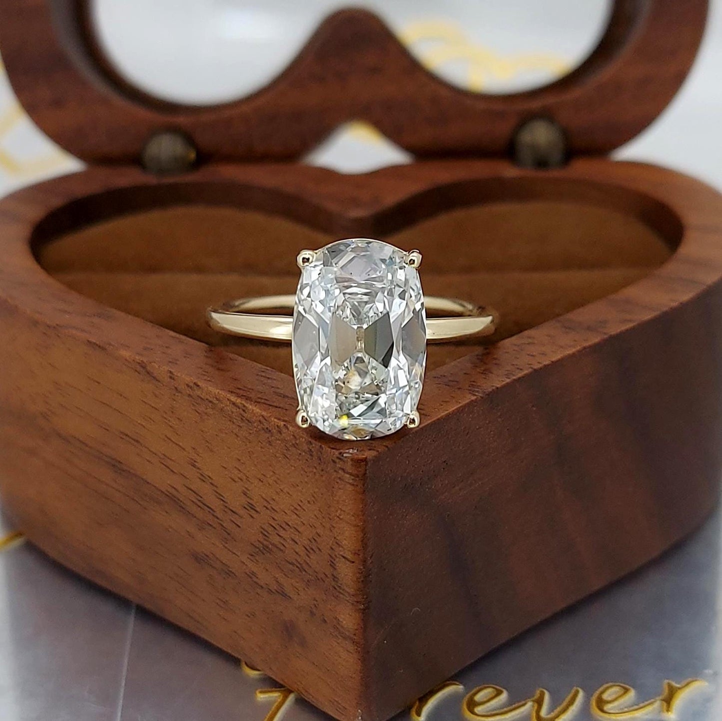 4 Ct IGI Certified Old Mine Lab Diamond Solitaire Engagement Ring 1Ct Moissanite Brilliant Cut engagement ring in 935 Argentium Silver — custom handcrafted by Forever For Love