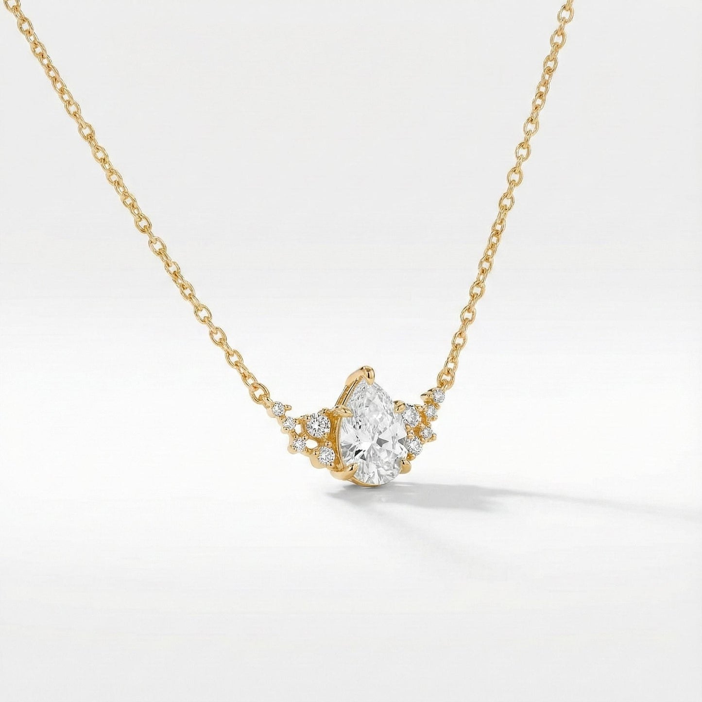 Pear Cut Diamond Pendant necklace, IGI Certified 1.5 Carat E Color VVS2 Clarity 14k Yellow Gold, Lab Grown Diamond Moissanite engagement ring in Gold or Platinum — custom handcrafted by Forever For Love