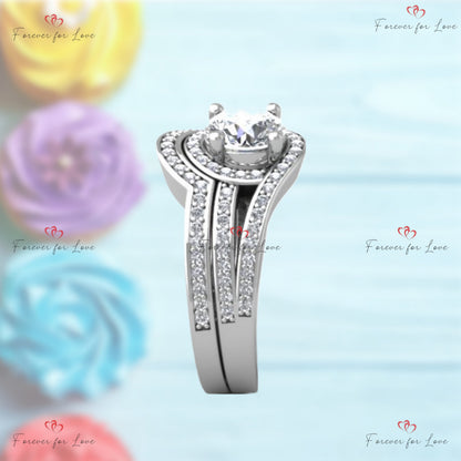 IGI Certified Round Lab Diamond Halo Engagement Ring