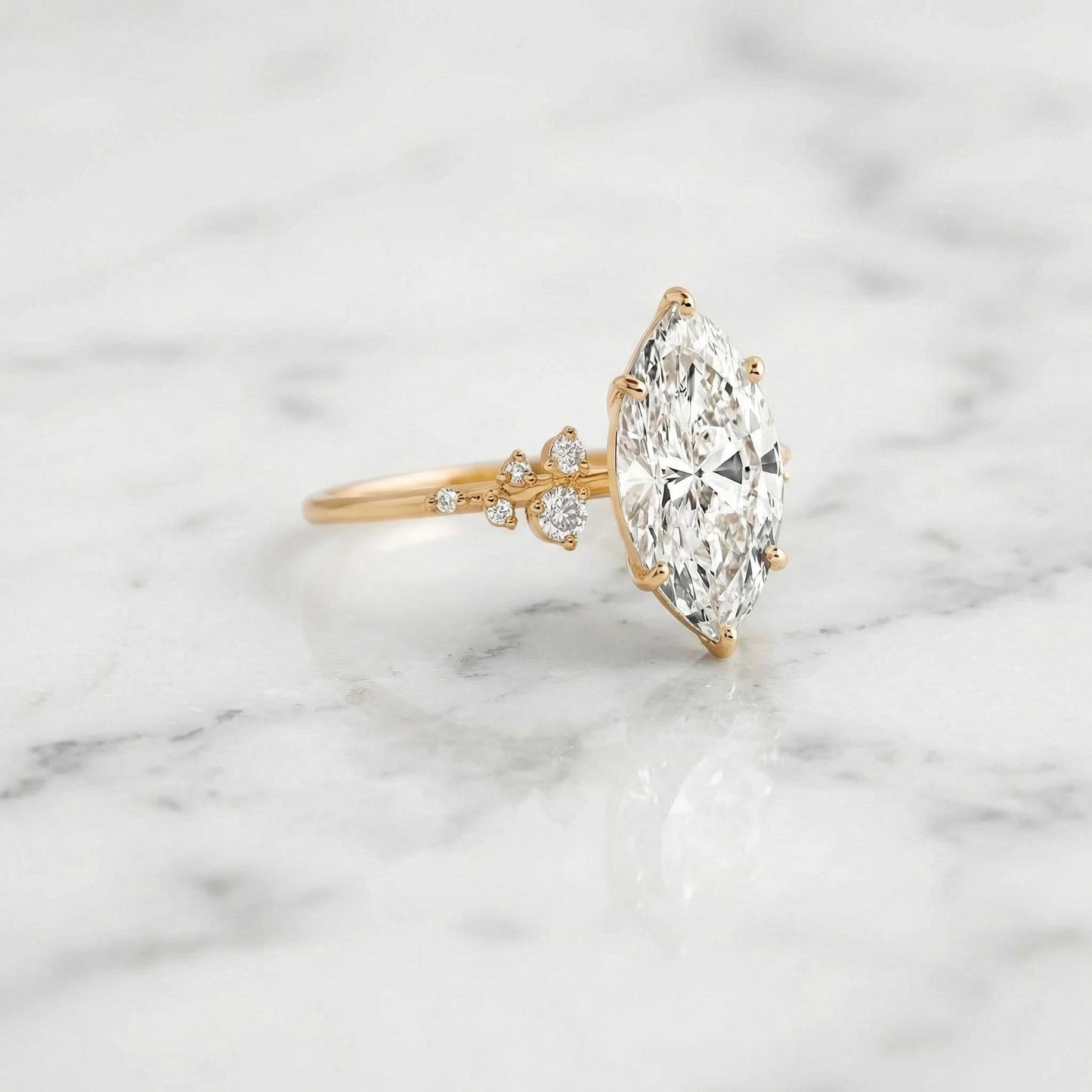 4 Ct IGI Certified Marquise Lab Diamond Engagement Ring Marquise cut 1Ct Moissanite Brilliant Cut engagement ring in 935 Argentium Silver — custom handcrafted by Forever For Love