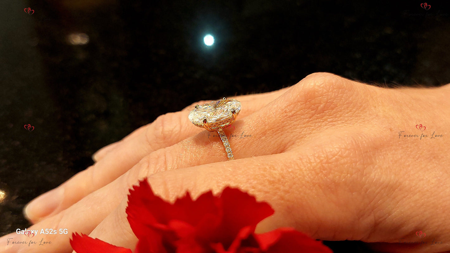 5 Ct Oval Lab Diamond VS Clarity Solitaire Ring Oval cut 1Ct Moissanite Brilliant Cut engagement ring in 935 Argentium Silver — custom handcrafted by Forever For Love