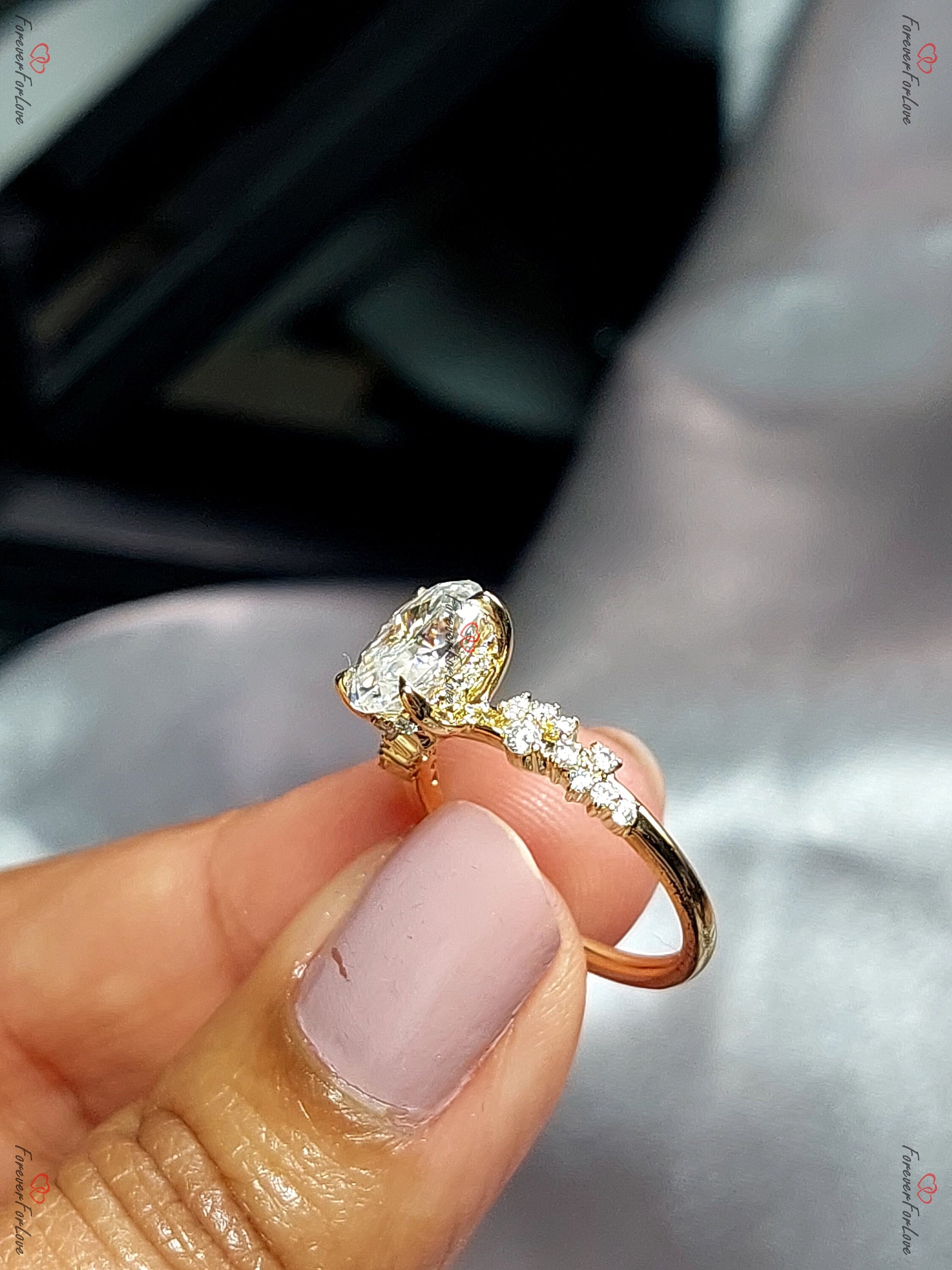 1.5 Ct Oval Diamond, Moissanite Engagement Ring