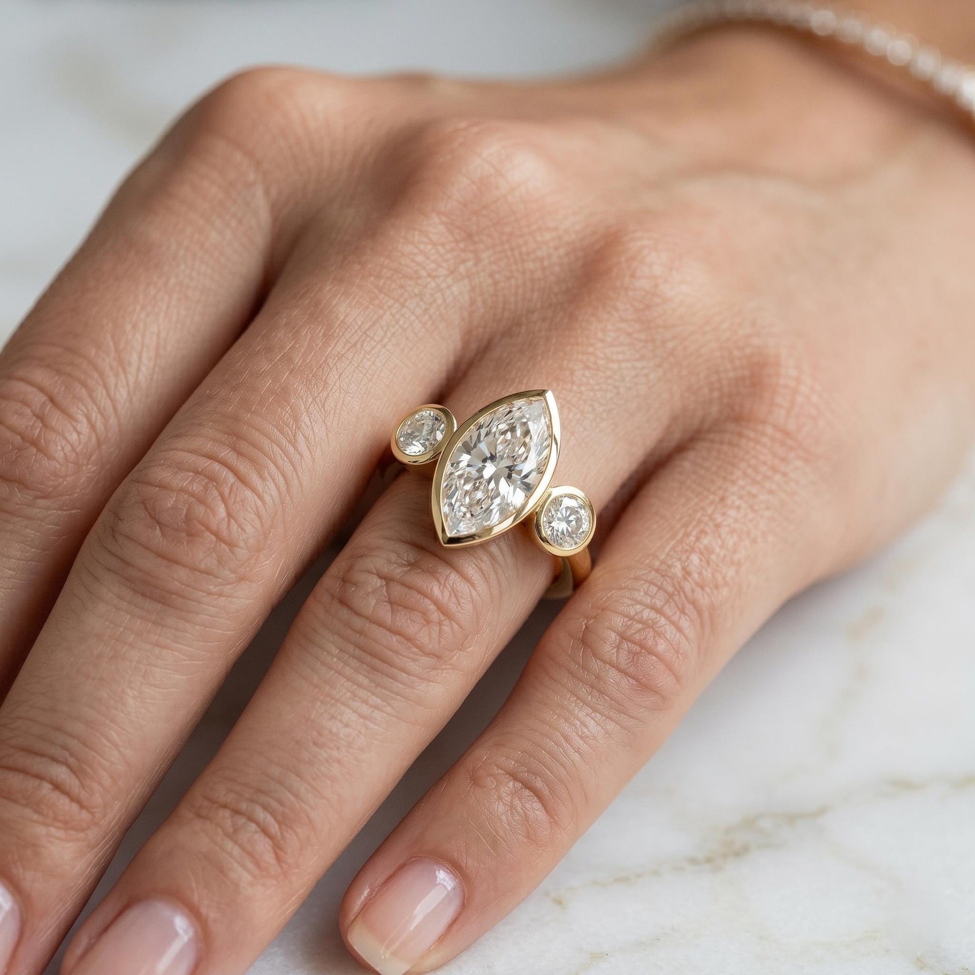 4.4 Ct IGI Certified Marquise Lab Diamond Engagement Ring