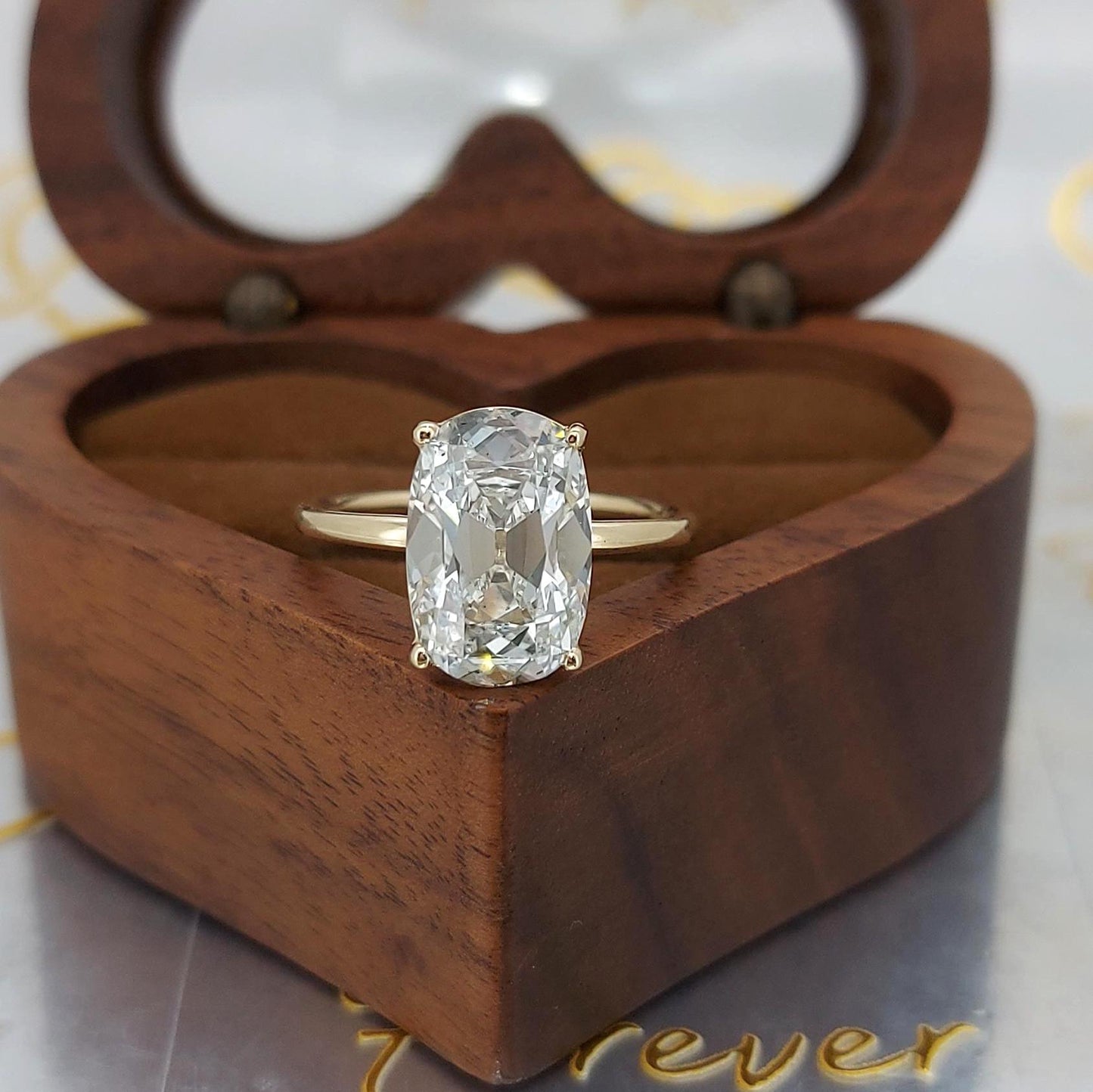 4 Ct IGI Certified Old Mine Lab Diamond Solitaire Engagement Ring 1Ct Moissanite Brilliant Cut engagement ring in 935 Argentium Silver — custom handcrafted by Forever For Love