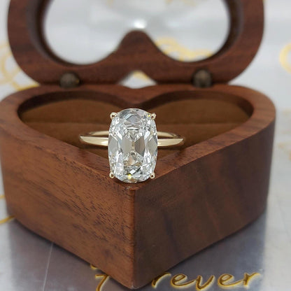 4 Ct IGI Certified Old Mine Lab Diamond Solitaire Engagement Ring