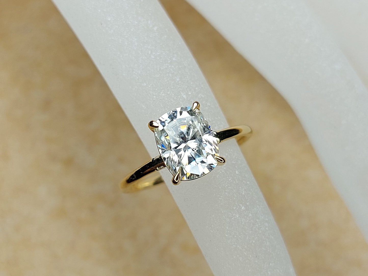 3 Ct Cushion Moissanite Crushed Ice Eternity Band Cushion cut Moissanite Brilliant Cut engagement ring in 935 Argentium Silver — custom handcrafted by Forever For Love
