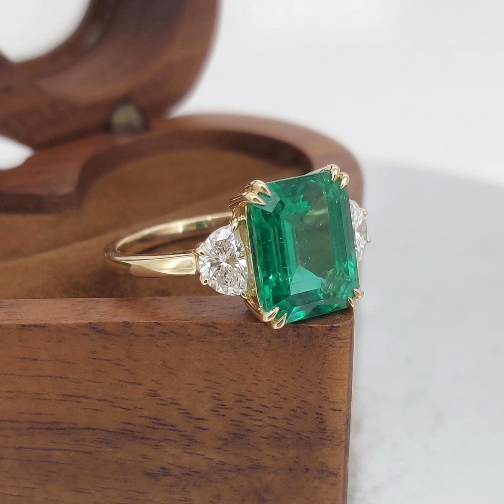 Emerald Diamond, Emerald, Moonstone Engagement Ring