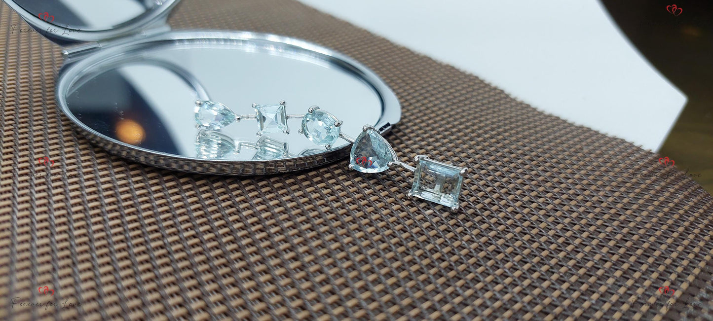 Aquamarin-Ohrringe, Geburtsstein März Geschenk, Geburtsstein Ohrringe März, Brautjungfern-Ohrringe, Geburtstagsgeschenk, Aquamarin-Hängeohrringe. Moissanite engagement ring in Gold or Platinum — custom handcrafted by Forever For Love