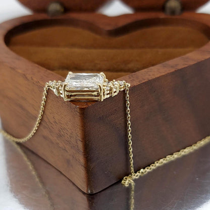 1 Karat Radiant Schliff Diamant Halskette, 14k Gelbgold, Zierlicher minimalistischer Anhänger, Diamant Halskette für Damen, Besonderes Geschenk für Sie.