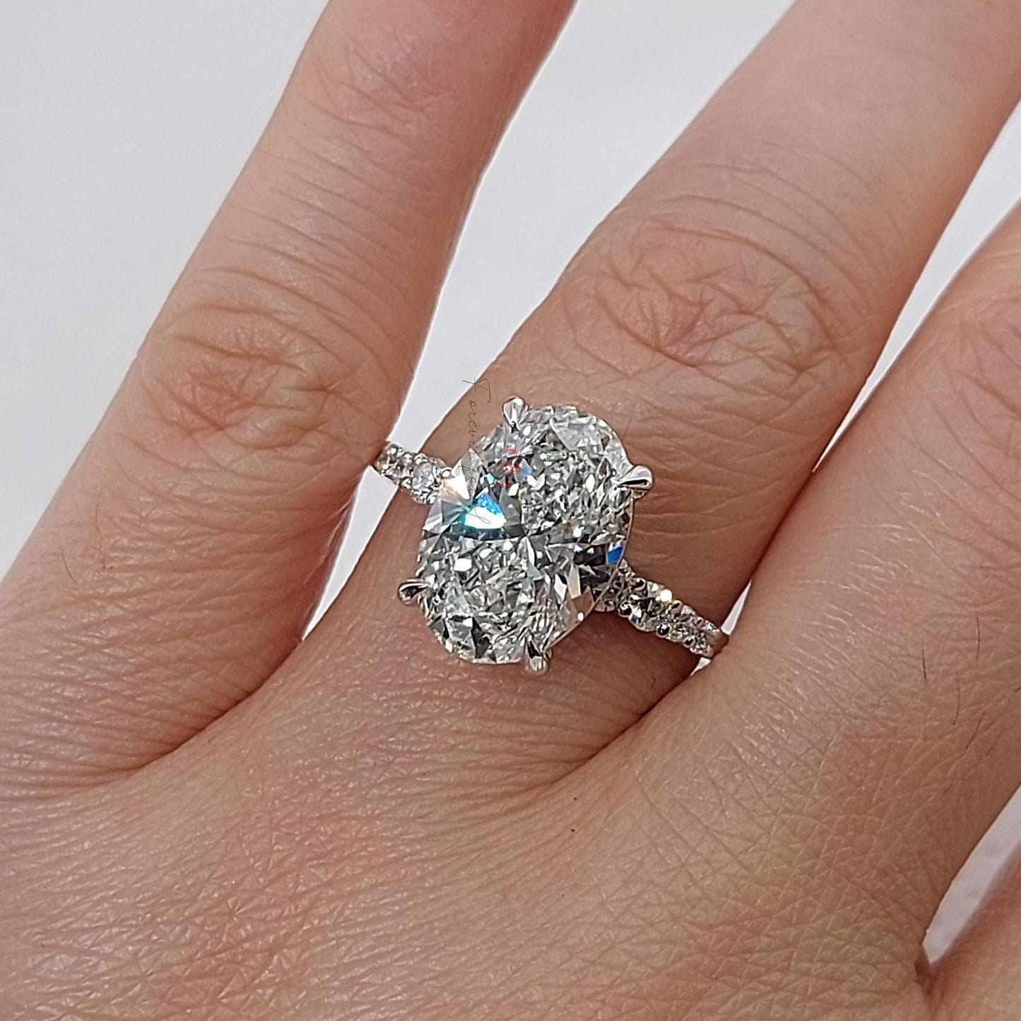 5 Ct Oval Solitaire Engagement Ring Oval cut 1Ct Moissanite Brilliant Cut engagement ring in 935 Argentium Silver — custom handcrafted by Forever For Love