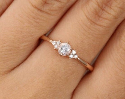 Round Natural Diamond Three Stone Engagement Ring