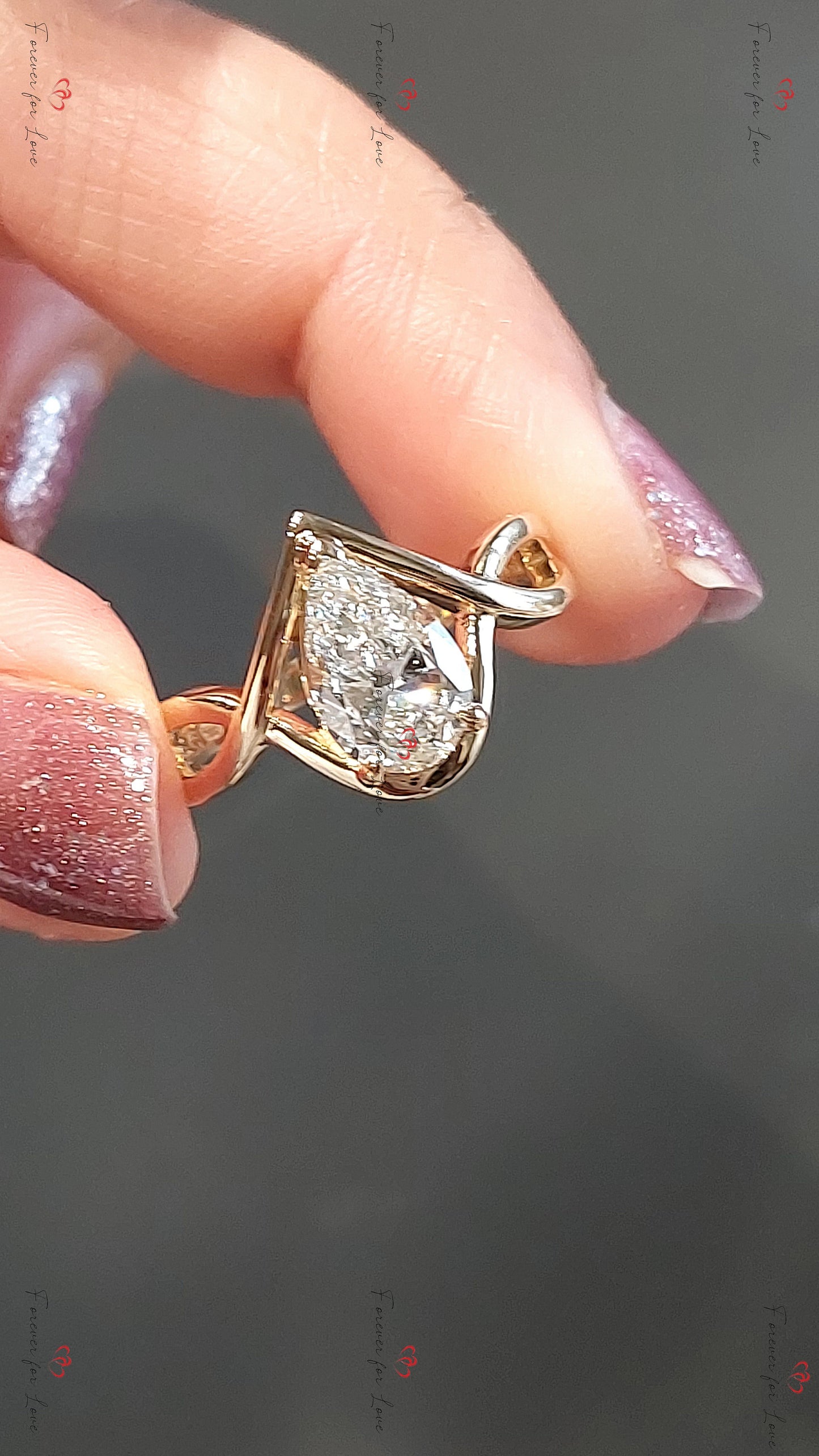 Oval Lab Diamond Twist Band Engagement Ring Oval cut 1Ct Moissanite Brilliant Cut engagement ring in 935 Argentium Silver — custom handcrafted by Forever For Love