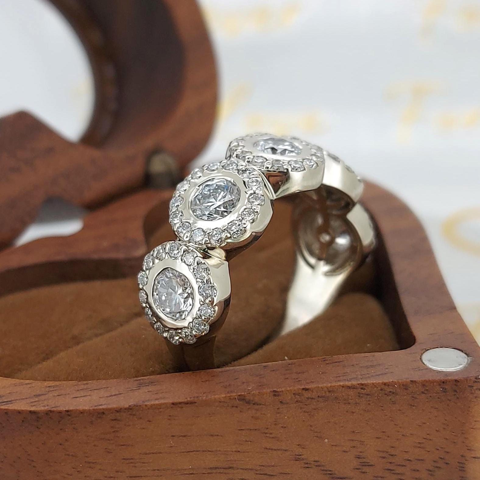 Round Lab Diamond Half Eternity Band