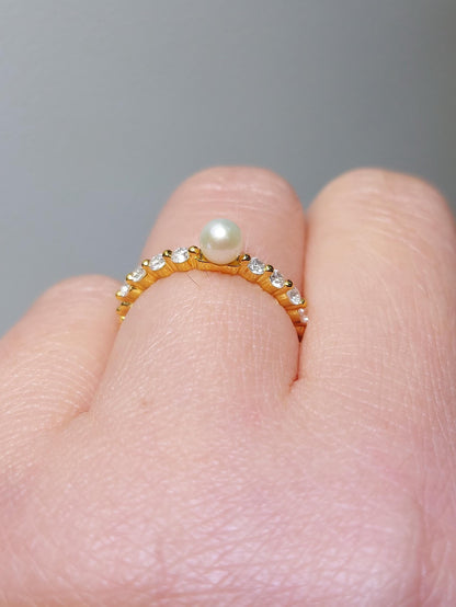 Natural Diamond, Pearl Half Eternity Band
