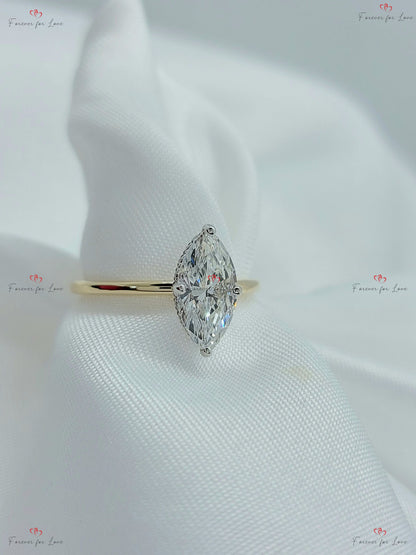 1 Ct IGI Certified Marquise Lab Diamond Engagement Ring