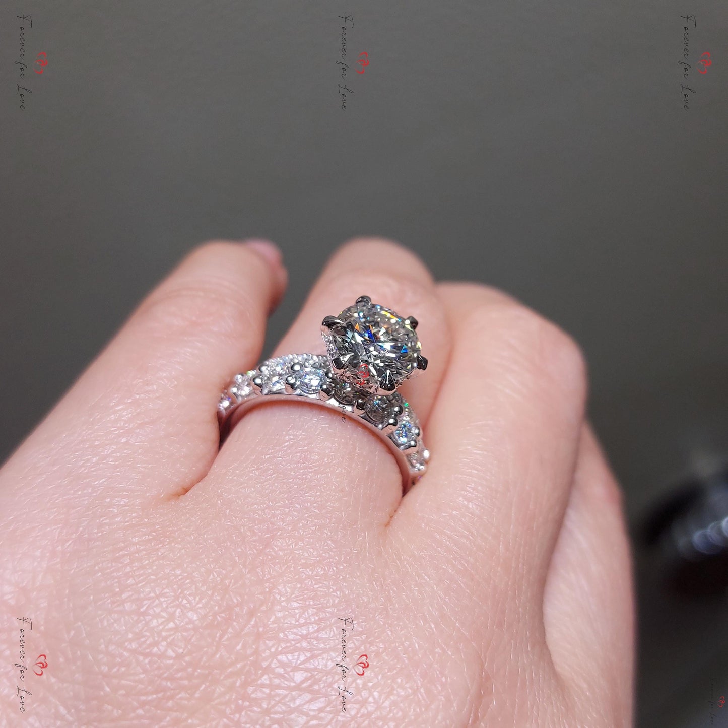 2.5 Ct Round Lab Diamond Wedding Band Round cut Moissanite Brilliant Cut engagement ring in 935 Argentium Silver — custom handcrafted by Forever For Love
