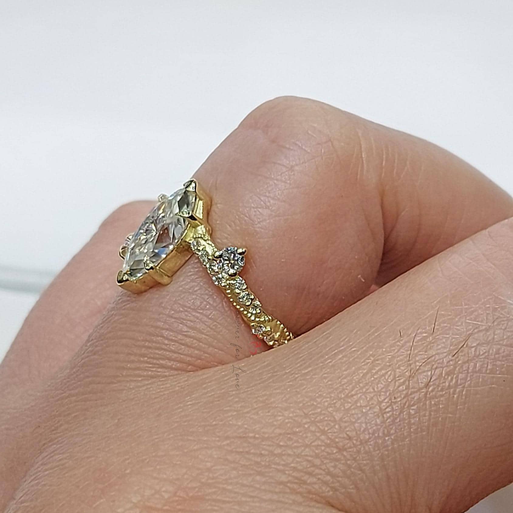 1.0 Ct IGI Certified Marquise Lab Diamond Engagement Ring