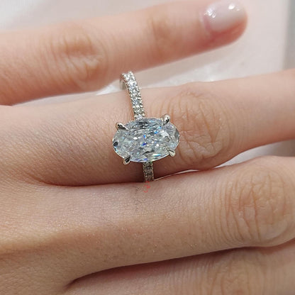 2 Ct Oval Diamond, Moissanite Engagement Ring