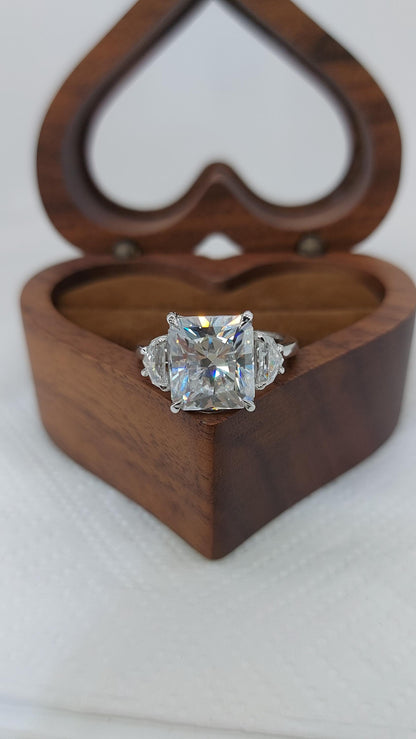Radiant Cut Moissanite Engagement Ring, Hidden Halo Engagement Ring, Radiant Cut Solitaire, Solid Gold Radiant Cut, Solitaire Proposal Ring.