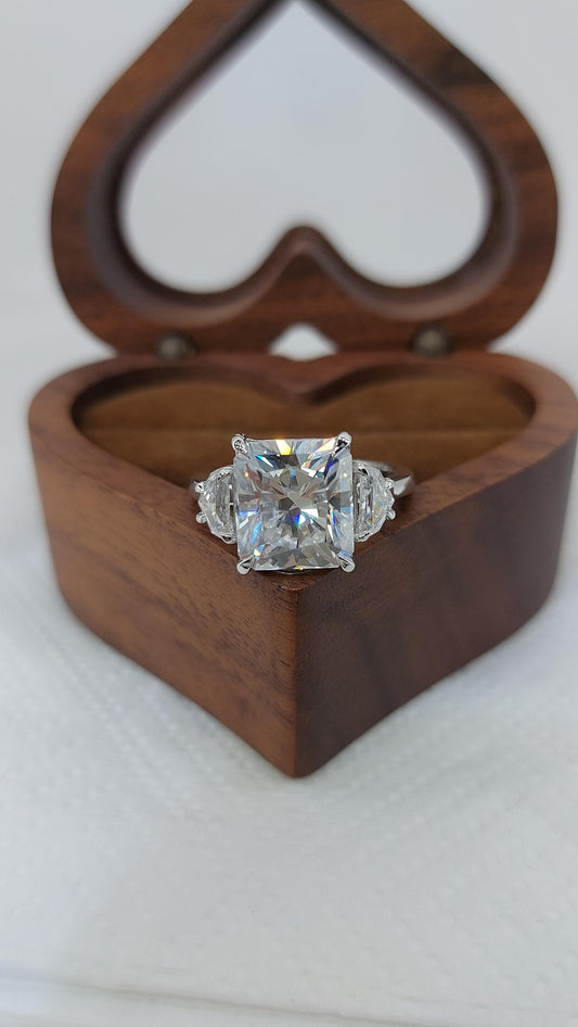Radiant Cut Moissanite Engagement Ring, Hidden Halo Engagement Ring, Radiant Cut Solitaire, Solid Gold Radiant Cut, Solitaire Proposal Ring.