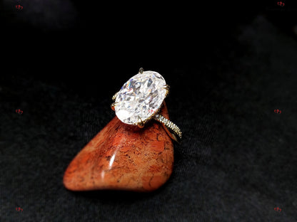 4.5 Ct Oval Diamond, Moissanite Hidden Halo Engagement Ring