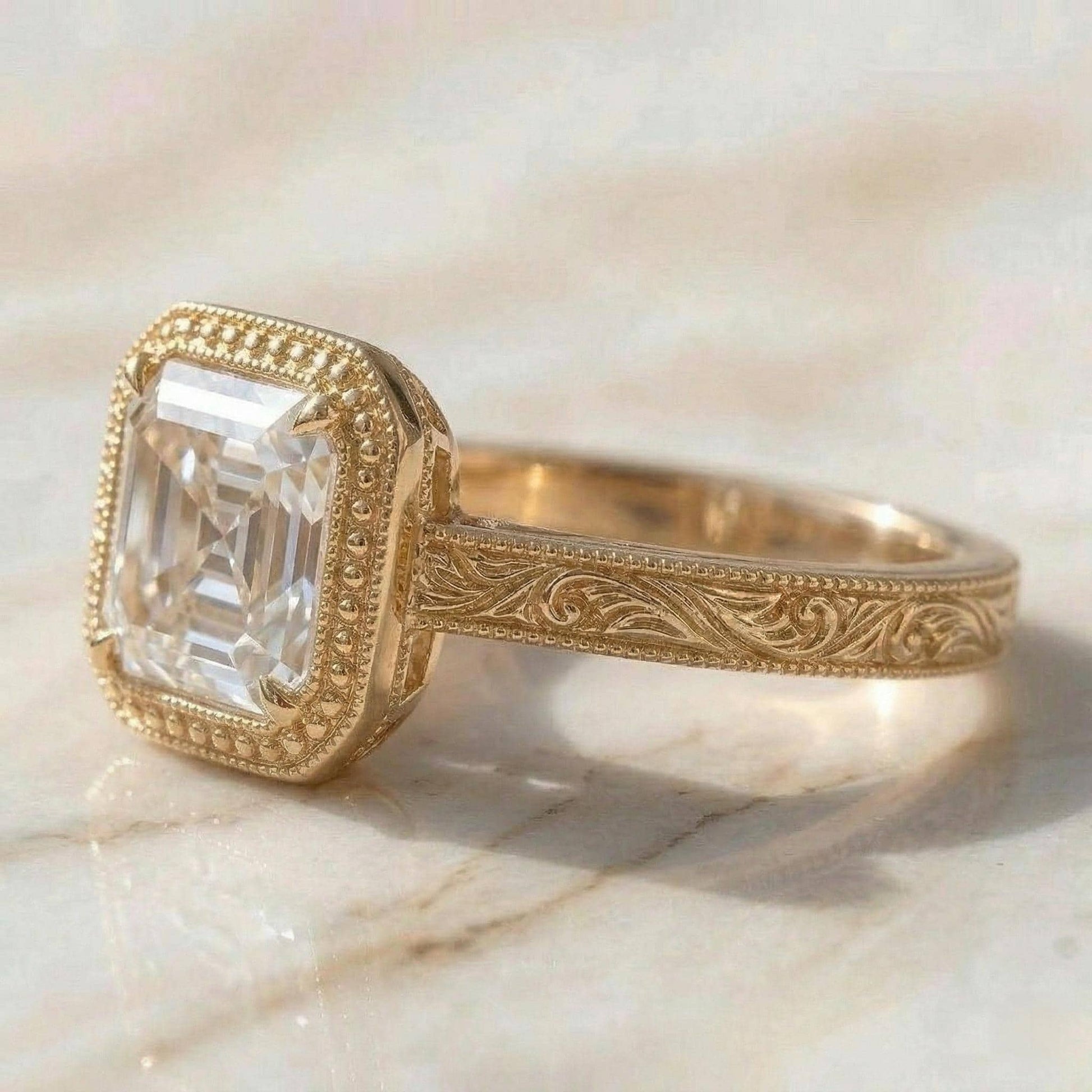 IGI Certified Asscher Lab Diamond Engagement Ring