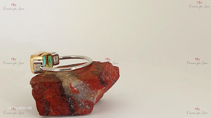 Baguette Diamond, Emerald Three Stone Ring