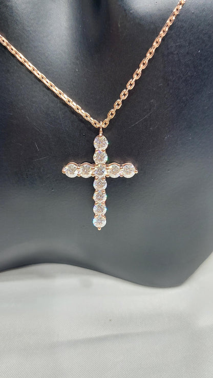 14k Massivgold Diamant Kreuz Halskette für Damen, Diamant Kreuz Anhänger, Religiöser Schmuck, Christlicher Glaube Anhänger, Kreuz Geschenk für Frauen