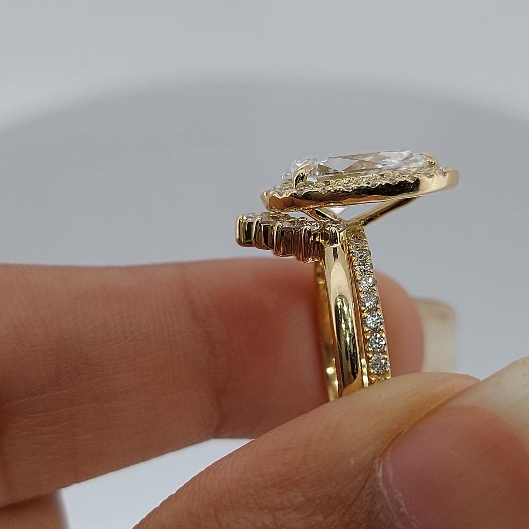 Pear Lab Diamond Halo Engagement Ring