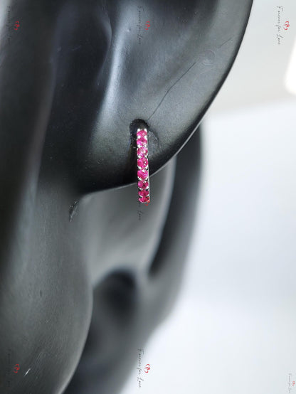 Natural Ruby Earrings / Huggie Earrings / 14k Gold 10MM Ruby Huggie Hoop Earrings / July Birthstone / Last Minute Gift Idea, Gift for Mom