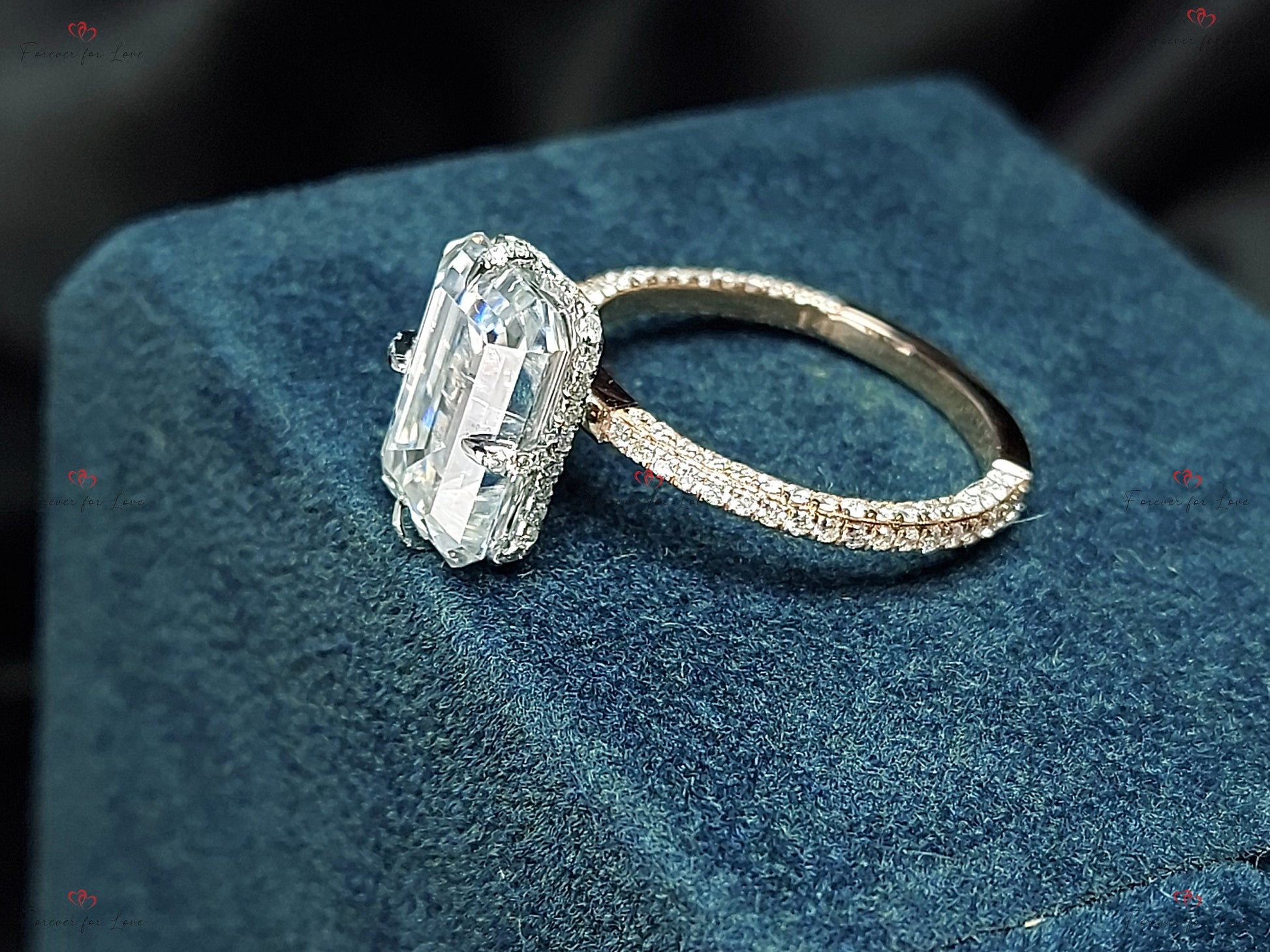 3 Ct Emerald Moissanite, Emerald Solitaire Engagement Ring