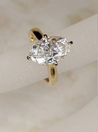 3.8 Ct Oval Diamond, Moissanite Hidden Halo Engagement Ring