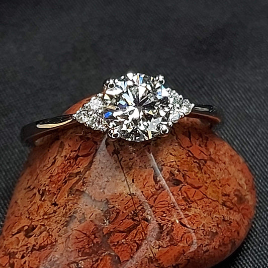 1.10 Ct IGI Certified Round Lab Diamond Three Stone Engagement Ring