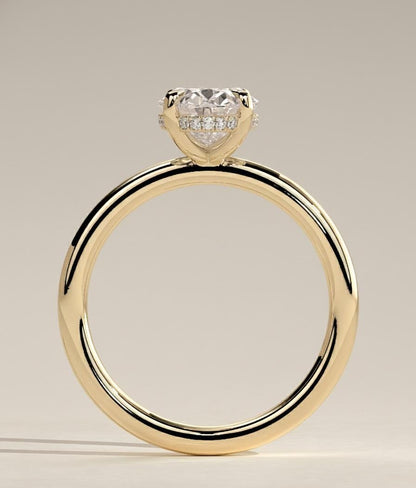 2.8 Ct Oval Moissanite Hidden Halo Engagement Ring